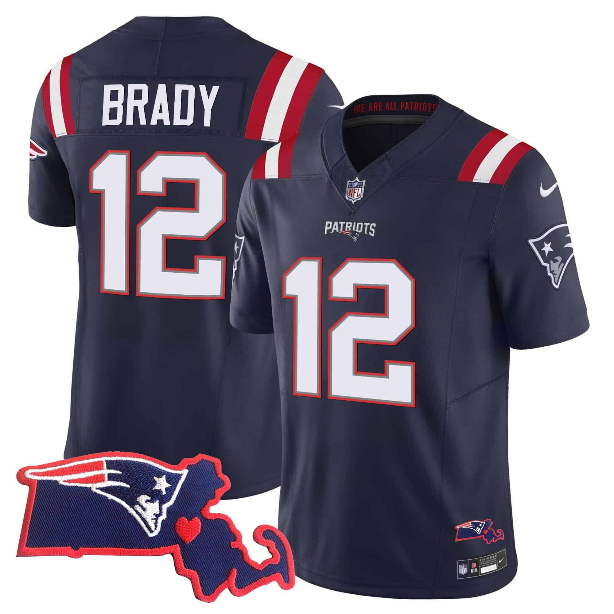 Men New England Patriots #12 Brady Dark blue 2024 Nike Patch Vapor Limited NFL Jersey style 1->indianapolis colts->NFL Jersey